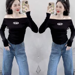 Áo Thun Nữ Bigsize 45-85kg Tay Dài Có Nút Ôm Body Trễ Vai Dễ Thương Babytee LIMO MS010 8