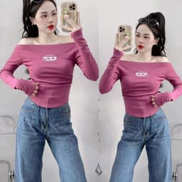 Áo Thun Nữ Bigsize 45-85kg Tay Dài Có Nút Ôm Body Trễ Vai Dễ Thương Babytee LIMO MS010 9