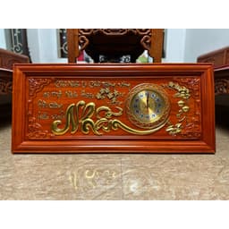 Tranh đồng hồ treo tường chữ nhẫn gỗ hương kích thước 48*108cm 2