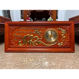 Tranh đồng hồ treo tường chữ nhẫn gỗ hương kích thước 48*108cm 1