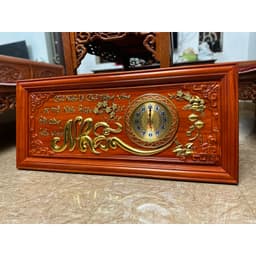 Tranh đồng hồ treo tường chữ nhẫn gỗ hương kích thước 48*108cm 4