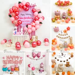 Set bóng trang trí sinh nhật thôi nôi cho bé gái 1