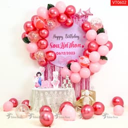 Set bóng trang trí sinh nhật thôi nôi cho bé gái 2