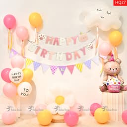 Set bóng trang trí sinh nhật thôi nôi cho bé gái 6