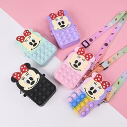 [Mới] Túi xách nữ đeo chéo silicon hình mickey, bong bóng pop-it thời trang dễ thương túi tỏi bé gái 3