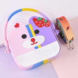 Túi xách silicon trung hình gấu dâu 2 trong 1 cầm tay đeo chéo thời trang đựng bao bì lì xì, mỹ phẩm 6