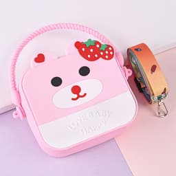 Túi xách silicon trung hình gấu dâu 2 trong 1 cầm tay đeo chéo thời trang đựng bao bì lì xì, mỹ phẩm 7