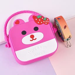 Túi xách silicon trung hình gấu dâu 2 trong 1 cầm tay đeo chéo thời trang đựng bao bì lì xì, mỹ phẩm 9