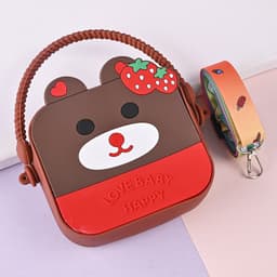 Túi xách silicon trung hình gấu dâu 2 trong 1 cầm tay đeo chéo thời trang đựng bao bì lì xì, mỹ phẩm 8