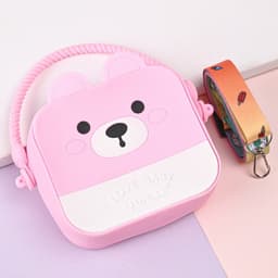 Túi xách silicon trung hình gấu dâu 2 trong 1 cầm tay đeo chéo thời trang đựng bao bì lì xì, mỹ phẩm 1