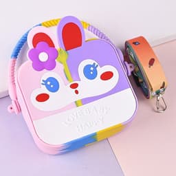 [size trung] Túi xách silicon hình thỏ hoa 2 trong 1 cầm tay đeo chéo thời trang đựng bao bì lì xì, mỹ phẩm 5