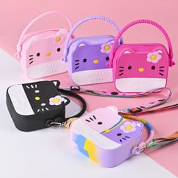 [size trung] Túi xách silicon hình hello kitty 2 trong 1 cầm tay đeo chéo thời trang đựng bao bì lì xì, mỹ phẩm 3