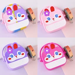[size trung] Túi xách silicon hình thỏ hoa 2 trong 1 cầm tay đeo chéo thời trang đựng bao bì lì xì, mỹ phẩm 2