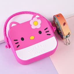 [size trung] Túi xách silicon hình hello kitty 2 trong 1 cầm tay đeo chéo thời trang đựng bao bì lì xì, mỹ phẩm 4