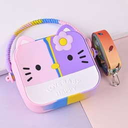 [size trung] Túi xách silicon hình hello kitty 2 trong 1 cầm tay đeo chéo thời trang đựng bao bì lì xì, mỹ phẩm 7