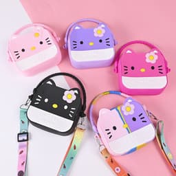 [size trung] Túi xách silicon hình hello kitty 2 trong 1 cầm tay đeo chéo thời trang đựng bao bì lì xì, mỹ phẩm 9