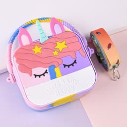 [size trung] Túi xách silicon hình pony kỳ lân 2 trong 1 cầm tay đeo chéo thời trang đựng bao bì lì xì, mỹ phẩm 4