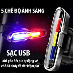 Đèn xe đạp hậu LED thể thao, đèn hậu xe đạp siêu sáng, 3-5h liên tục, chống nước, sạc USB - DH01 2