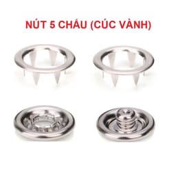 Nút bấm 5 chấu (cúc sắt vành, nút áo em bé) Size lớn 15mm, 20mm Bằng thau không gỉ Màu bạc Bịch 10 bộ 1