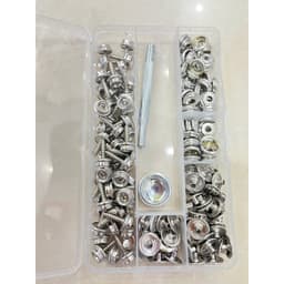 Nút bấm nón bảo hiểm (1 bộ 3 món,15mm, bằng sắt, màu bạc) Tặng dụng cụ để đóng nút 2