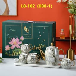 Bộ Ấm Chén gốm sứ men cầu vồng cực sang trọng trang trí Tết Huydecor 8