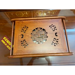 khay trà gỗ hương đá chân cuốn kích thước 54*35*8cm 9