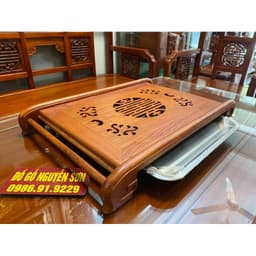 khay trà gỗ hương đá chân cuốn kích thước 54*35*8cm 2