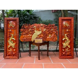 combo tranh gỗ hương lý như vọng Nguyệt với phụ thế viên mãn 1