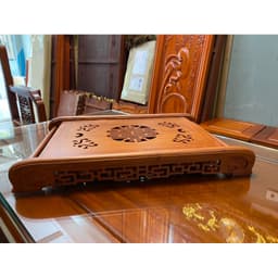 khay trà gỗ hương đá chân cuốn kích thước 54*35*8cm 7