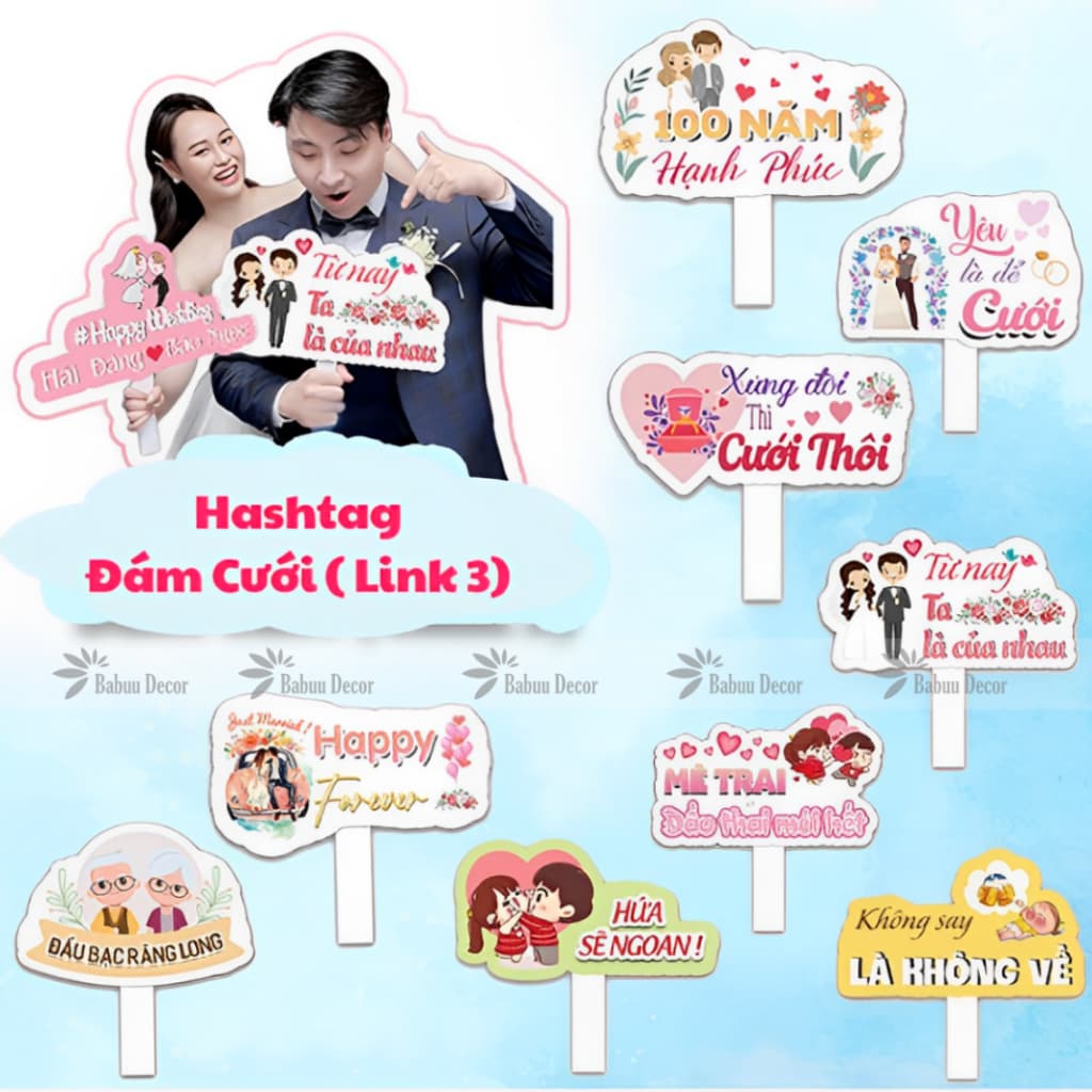 Hashtag cầm tay cưới, biển chụp hình cưới (link 3)