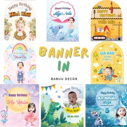 Phông banner, back drop trang trí sinh nhật cho bé trai bé gái ( in tên theo yêu cầu ) 1
