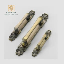 Tay nắm cửa tủ ngăn kéo tay nắm cửa phong cách cổ điển chất liệu hợp kim màu đồng sang trọng 3