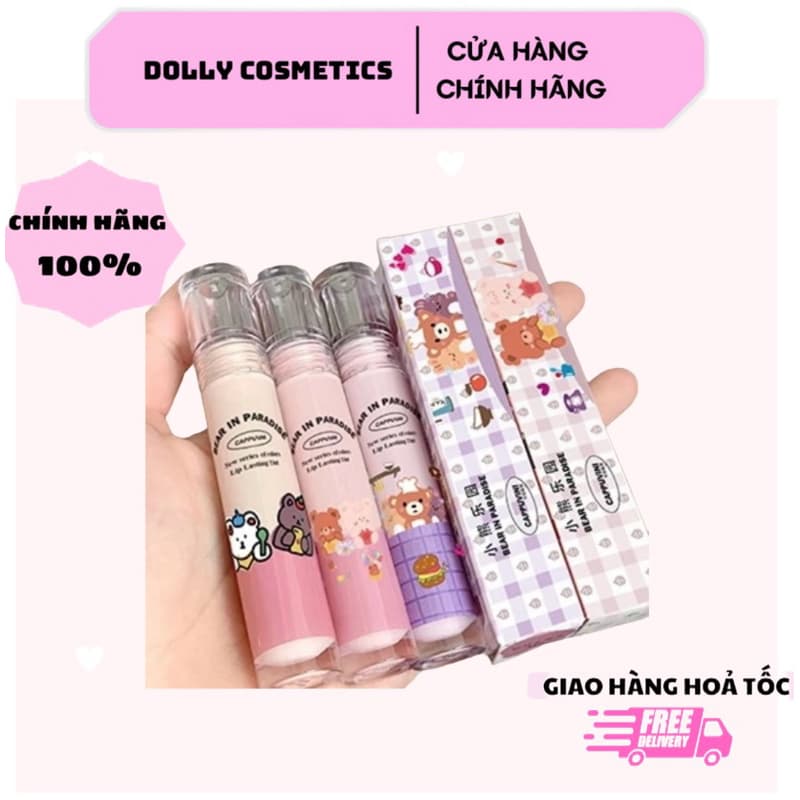 Son kem nhung lì bền màu CAPUVINI Little Bear Is Busy With Lip Cream