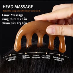 Lược Massage răng thưa 5 chấu châm cứu trị liệu và Cây Massage Đầu Bạch Tuộc/ Lược Gội Đầu Massage 9X3.3CM 1