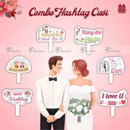 Combo Hashtag cưới cầm tay, biển trang trí cầm tay Lễ cưới 1