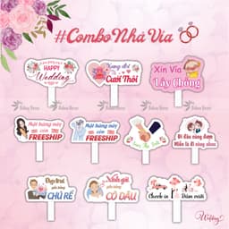 Combo Hashtag cưới cầm tay, biển trang trí cầm tay Lễ cưới 6