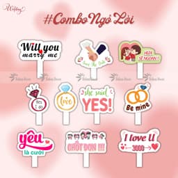 Combo Hashtag cưới cầm tay, biển trang trí cầm tay Lễ cưới 5