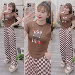Đồ Bộ Nữ Bigsize LIMO DB37 Áo Chéo Lưng Phối Quần Ống Suông Cạp Cao Co Giãn Form Rộng Thoải Mái 3