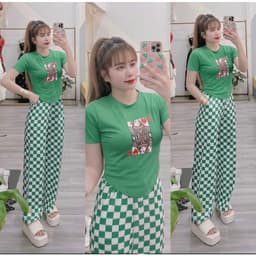Đồ Bộ Nữ Bigsize LIMO DB37 Áo Chéo Lưng Phối Quần Ống Suông Cạp Cao Co Giãn Form Rộng Thoải Mái 8