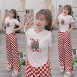 Đồ Bộ Nữ Bigsize LIMO DB37 Áo Chéo Lưng Phối Quần Ống Suông Cạp Cao Co Giãn Form Rộng Thoải Mái 4