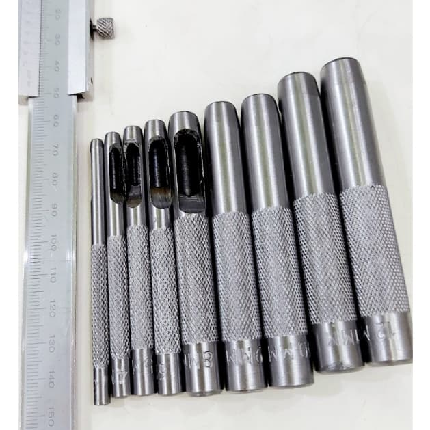 Combo Cây đục lỗ tròn nhiều size Thép cacbon Sắc bén Hàng nhập loại tốt