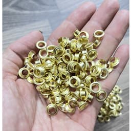 1KG Khoen ore mắt cáo 4mm,5mm,6mm,8mm,10mm bằng sắt xi màu VÀNG khuy ore mắt cáo bấm bạt, túi giấy Không long đền 1