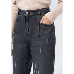 Quần Dài Nữ Genviet vải Jeans Trẻ trung Form Col Thụng, Quần Baggy Nữ Vải Jeans Xước Trẻ Trung, Năng Đô 8410 3