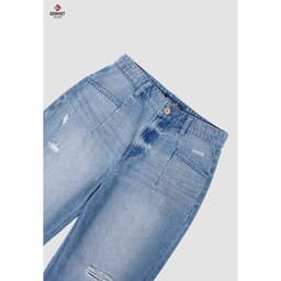Quần Dài Nữ Genviet vải Jeans Trẻ trung Form Col Thụng, Quần Baggy Nữ Vải Jeans Xước Trẻ Trung, Năng Đô 8410 7