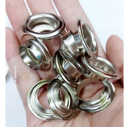 Khoen ore mắt cáo 17mm Chân cao 7mm Khuy luồn oze Khuy đột bạt,khoen bạt Bằng sắt xi Màu bạc Có long đền 1