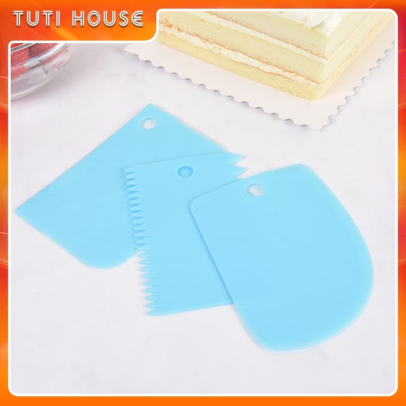 Bộ 3 Dụng Cụ Dao Mini Cắt/ Vét Bột, Tạo Vân Kem, Chà Láng Làm Bánh, Đa Năng Tiện Lợi An Toàn - Trang Trí Bánh Sinh Nhật