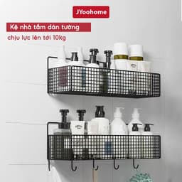 Kệ Đựng Đồ Nhà Tắm JYoohome Chịu Tải 10KG Giỏ Đựng Đồ Dán Tường Hình Chữ Nhật Thép Sơn Tĩnh Điện 1