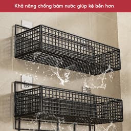 Kệ Đựng Đồ Nhà Tắm JYoohome Chịu Tải 10KG Giỏ Đựng Đồ Dán Tường Hình Chữ Nhật Thép Sơn Tĩnh Điện 4