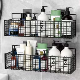 Kệ Đựng Đồ Nhà Tắm JYoohome Chịu Tải 10KG Giỏ Đựng Đồ Dán Tường Hình Chữ Nhật Thép Sơn Tĩnh Điện 2