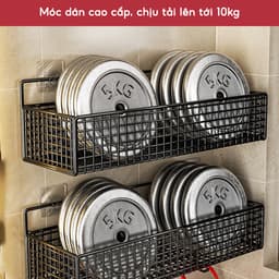 Kệ Đựng Đồ Nhà Tắm JYoohome Chịu Tải 10KG Giỏ Đựng Đồ Dán Tường Hình Chữ Nhật Thép Sơn Tĩnh Điện 5